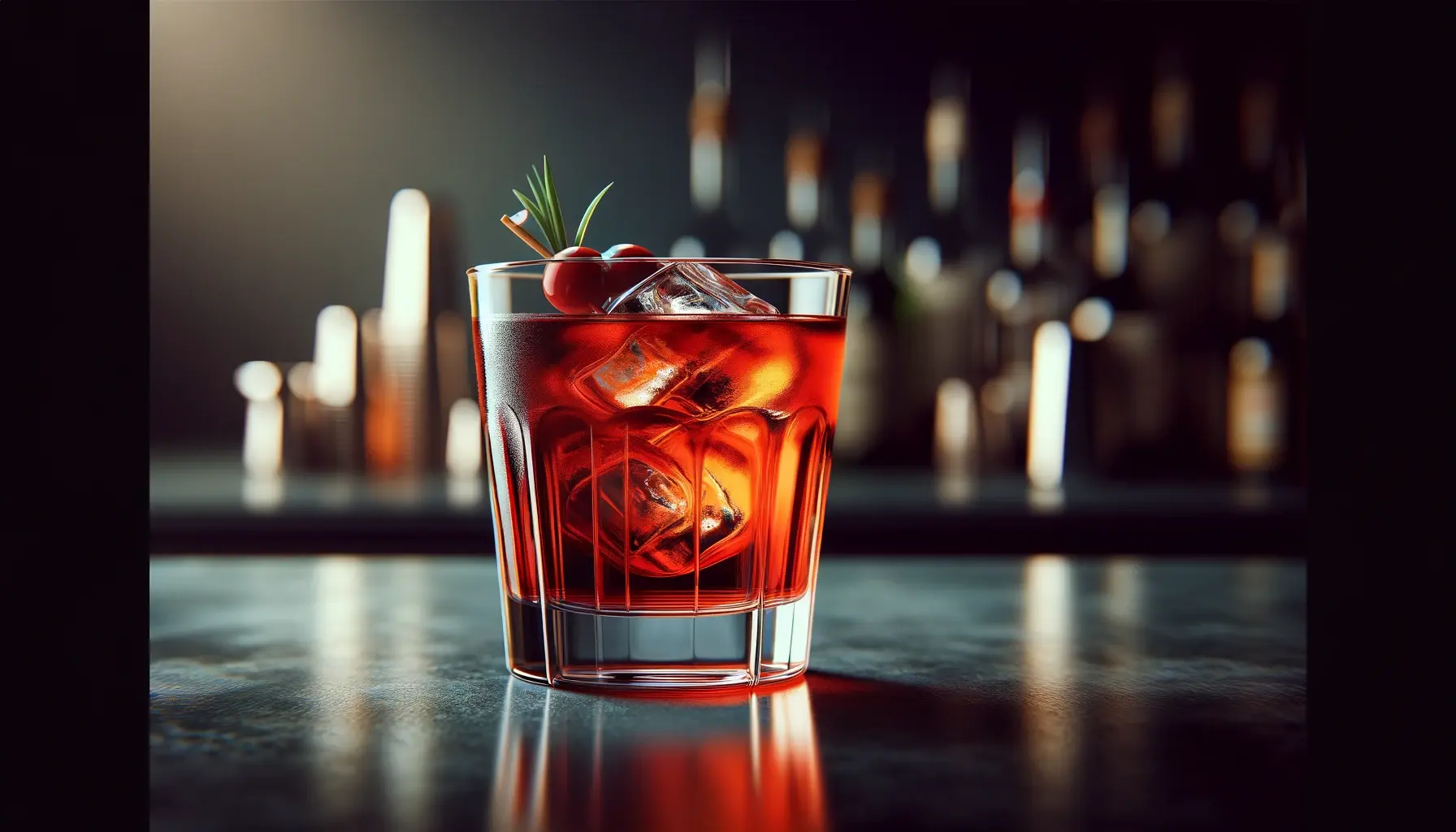 An elegant mix of gin, vermouth, and Campari, offering a perfect balance of bitter and sweet flavors.