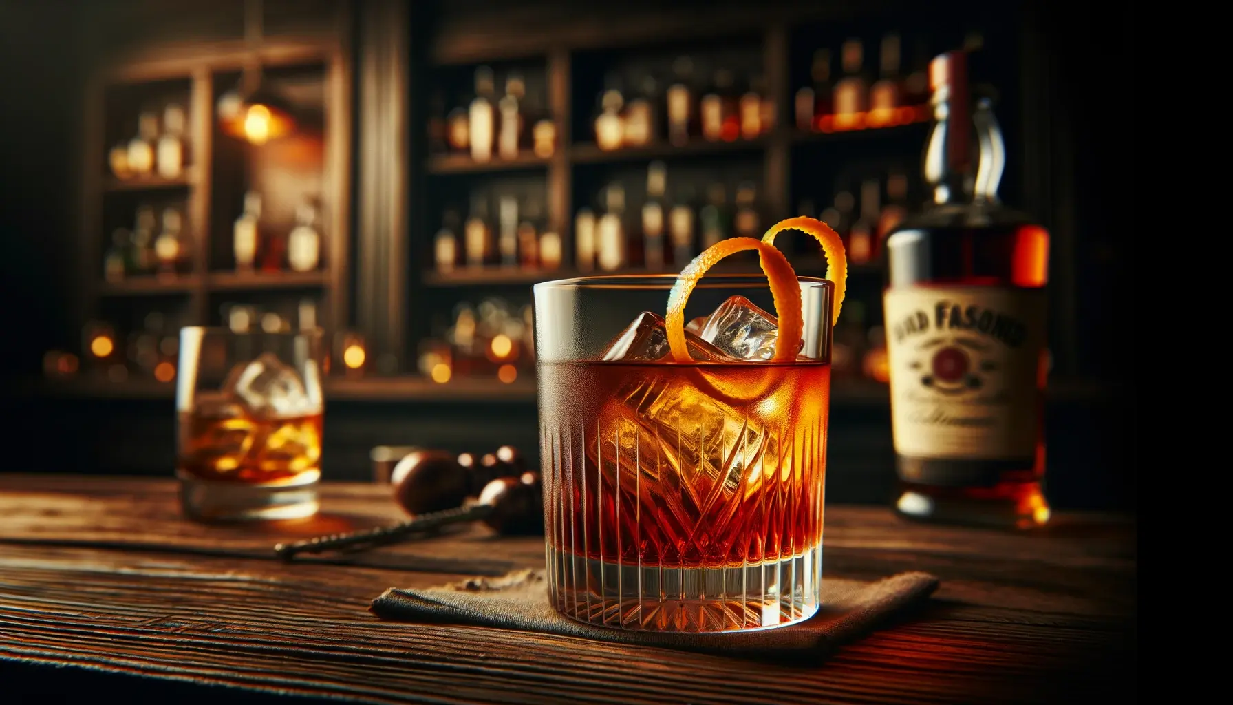 A classic cocktail with robust whiskey flavors, complemented by a hint of sweetness and aromatic bitters.